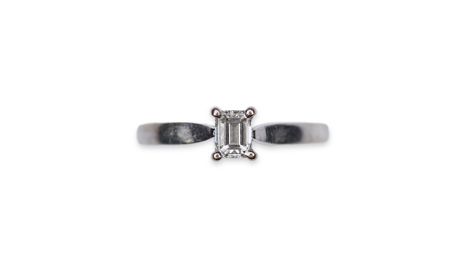 A diamond solitaire ring